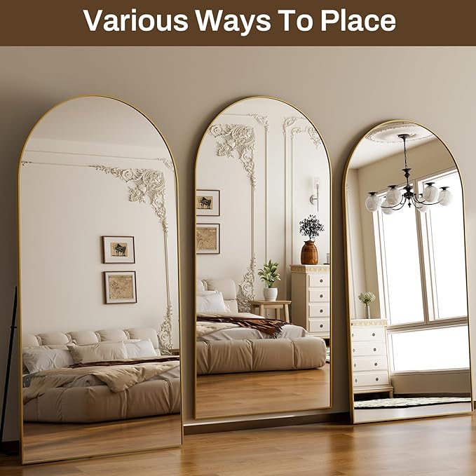 HARRITPURE 71"x30" Arched Full Length Mirror Free Standing Leaning Hanging