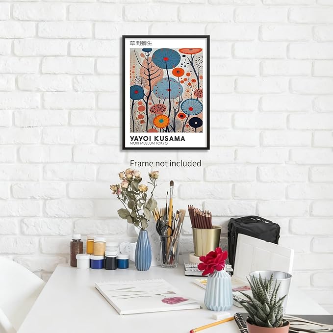 Yayoi Kusama Canvas Wall Art Vintage Japanese Painting Posters Tokyo Aesthetic