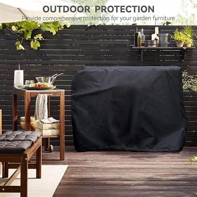 Outdoor Dining Table Cover - Heavy Duty Waterproof Cover for Patio Metal Steel Slat Table, Compatible 72" x 36" Black