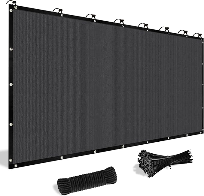 Shade&Beyond Customized Size 5' X 15' Shade Cloth with Grommets, 90% UV Protection UV Protection Mesh Tarp Sun Screens for Patio GN04, Dark Gray