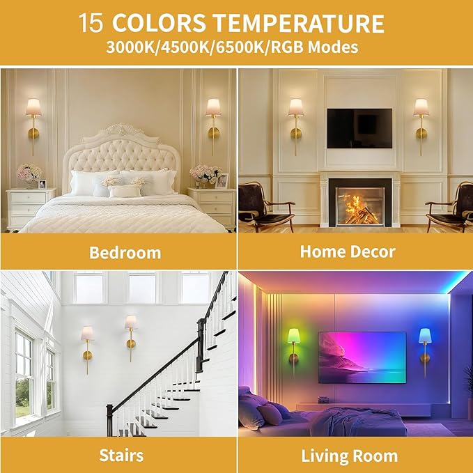 Battery Operated Wall Sconce Set of 2, Cordless Wall Lamps