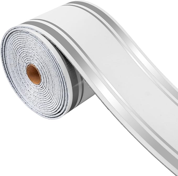 Thick Peel and Stick Baseboard Trim, 3.93" x 196.8" Wallpaper Borders, PVC+XPE