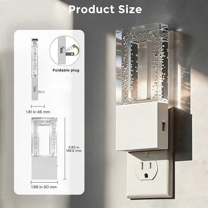 L LOHAS LED Night Light Plug in, 2 Pack Foldable Night Lights Plug into Wall