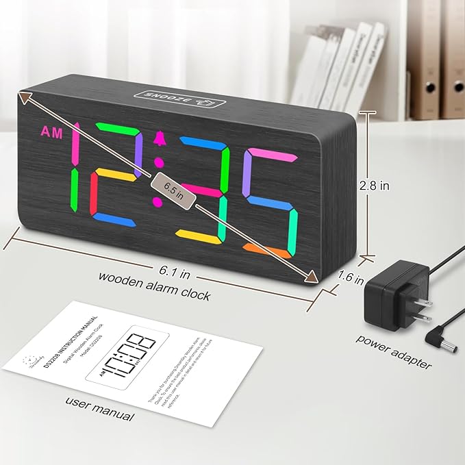 DreamSky Wooden Digital Clock for Bedroom Desk