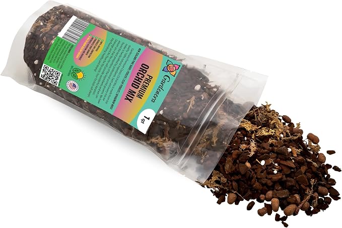 Organic Premium Orchid Soil Mix by Gardenera - Hand Mixed Classic Sphagnum Moss Potting Soil Mix - for Phalaenopsis Orchid - 5 Quart - Made in USA