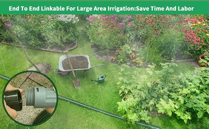 Watoo 2026 Sprinkler Hose & Soaker Hose for Yard - 150FT (50 * 3) Reinforced Flat Garden Hose with Holes, Heavy Duty No-Kink Lawn Irrigation Hose (Includes Stakes, High Pressure Spray)