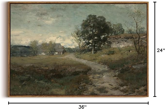 OIQArtOIQ Framed Vintage Landscape Wall Art French Country Cottage Natural