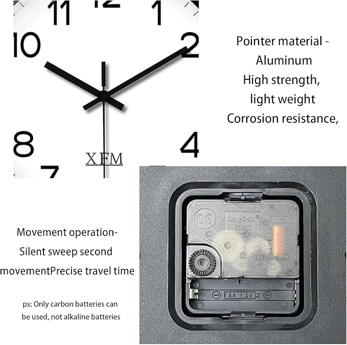 XFM Wall Clock 12 Inch Modern Small Wall Clocks Battery Operated Silent Non