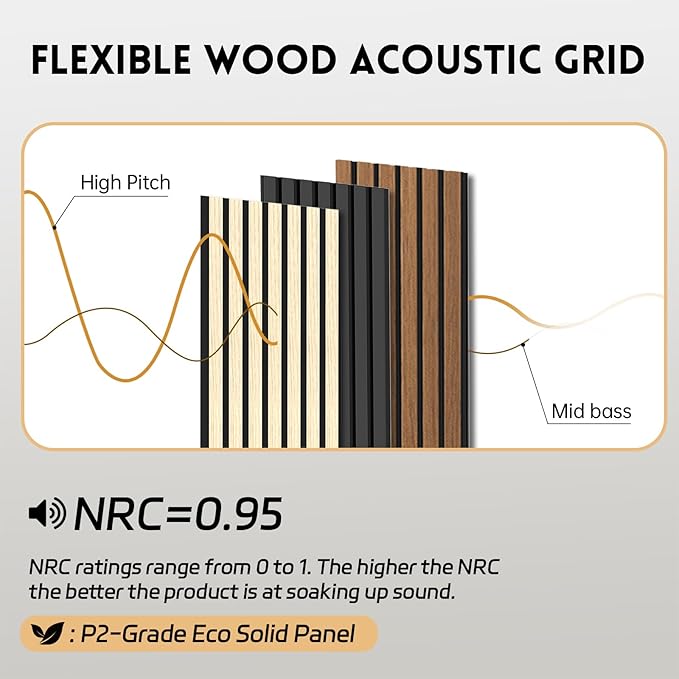 RITOLLO 4 Pack Wood Panels for Wall, 92.5"×12.6" Wood Slat Acoustic Panels for