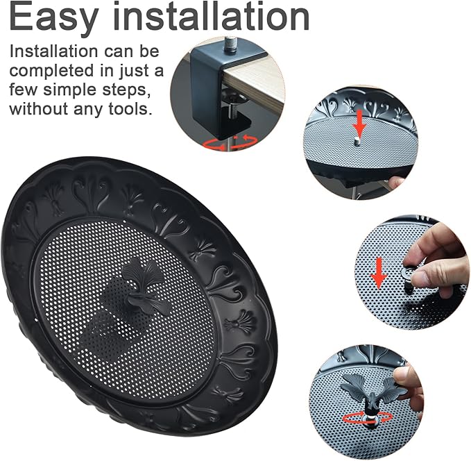 Deck Railing Bird Feeder Tray,Metal 11" Platform Bird Feeders Mesh Seed Tray for Outside/Balcony (Black-1pack)