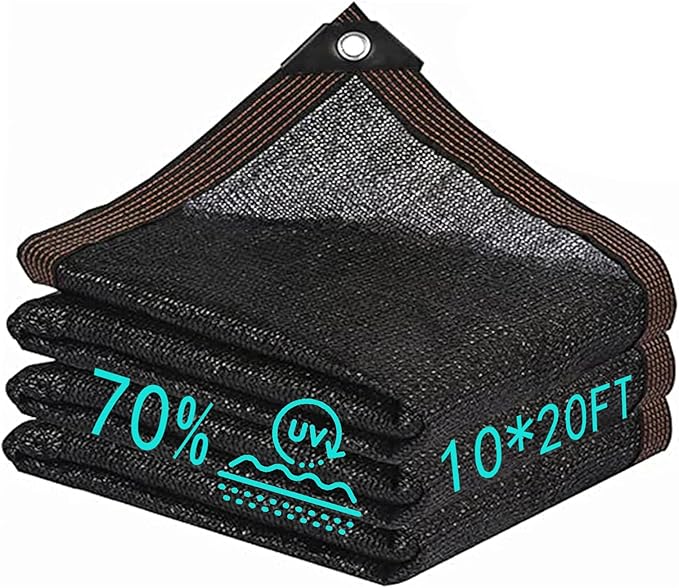 Shade Clothï¼70% Garden Sun Shade Cloth Mesh Tarpï¼10 x 20 FT Black Sun Shade Net, pergola Shade Cover with Grommetsï¼for Outdoor Sun Shade Coverï¼Plant Cover Patio Canopy ï¼Greenhouse