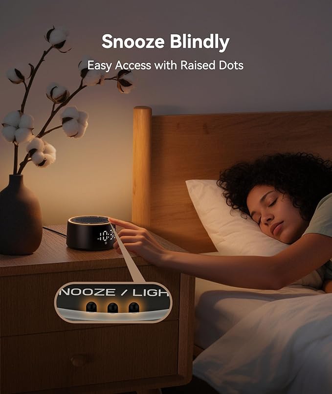 Dreamegg Sound Machine for Sleep - D1 Nova White Noise Sound Machine for Baby Adult with Alarm Clock, Soothing Sounds, Dimmable, White Noise Alarm Clocks for Bedrooms Heavy Sleepers Travel, Black