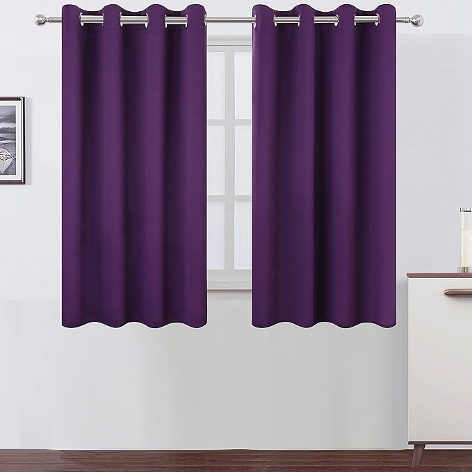 LEMOMO Purple Blackout Curtains/52 x 45 Inch Length Kids Curtains/Set of 2