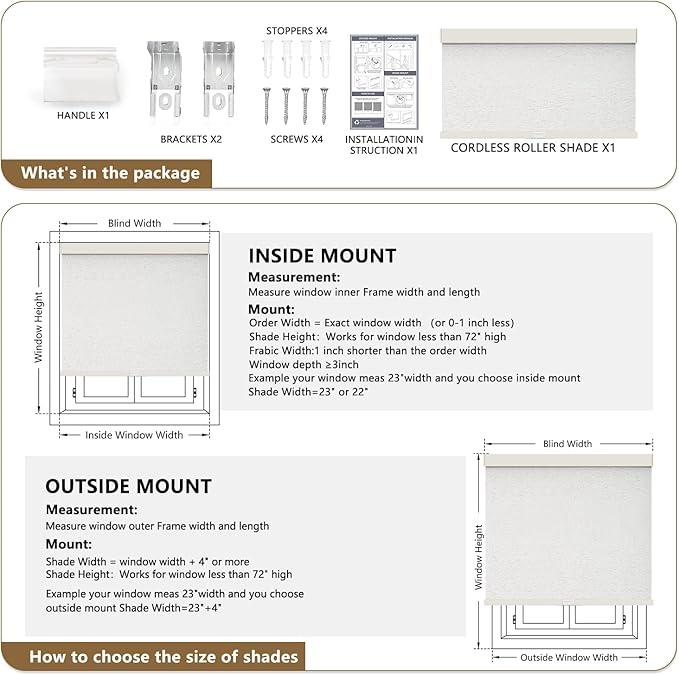 AOSKY Custom Linen Roller Blinds Shades