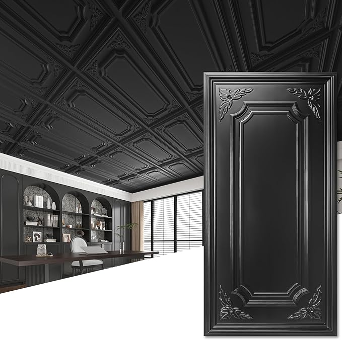 Art3dwallpanels 12 Pack Drop Ceiling Tiles, 2x4 Ft PVC Decorative 3D Wall Panel