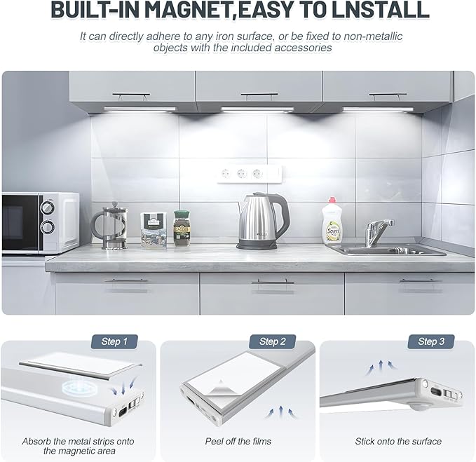 6 Pack Under Cabinet Lights Wireless, 40 LED Motion Sensor Light Indoor