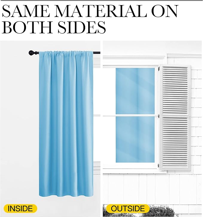 NICETOWN 2 Panels Blackout Curtains, Rod Pocket Thermal Insulated Drapes 84