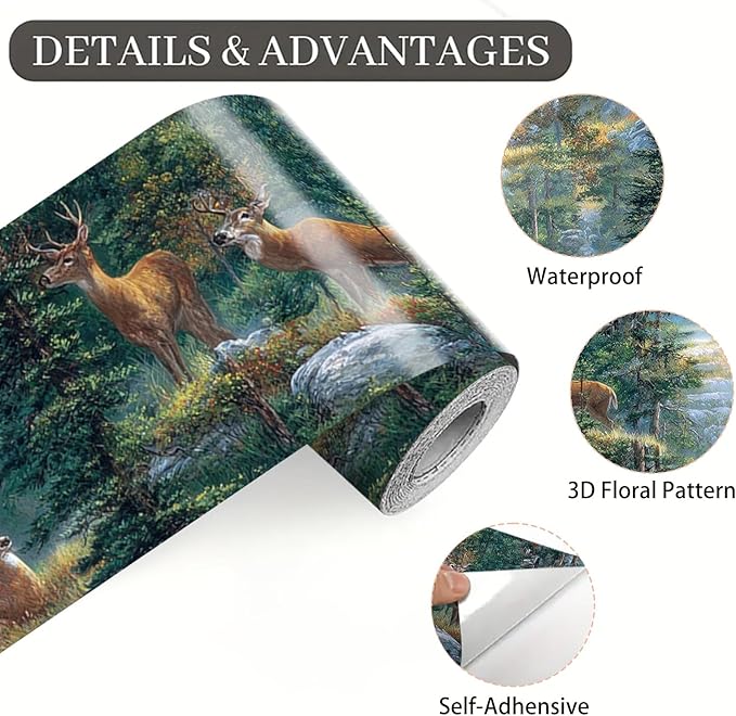 Forest Deer Wallpaper Border 196x4 Inch Peel and Stick Wall Border Self