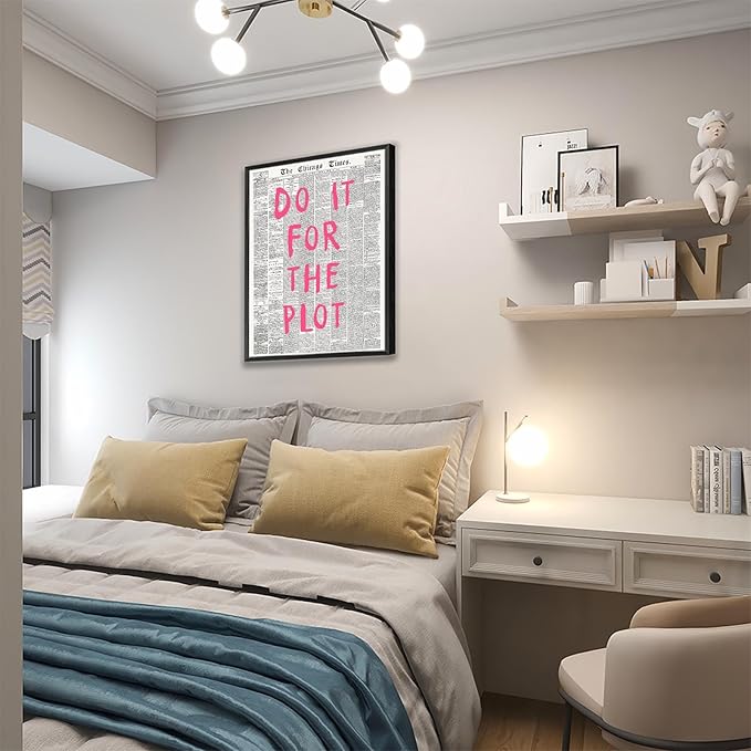 Liyark Retro Black And White Chicago Newspaper Poster Pink Trendy Preppy