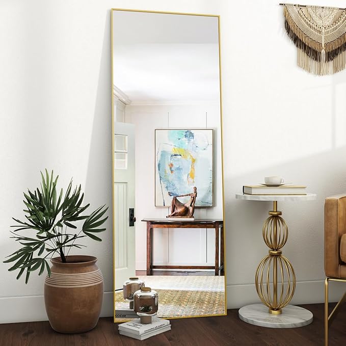 VooBang Mirror Full Length, Aluminum Alloy Frame Full Body Mirror, Standing