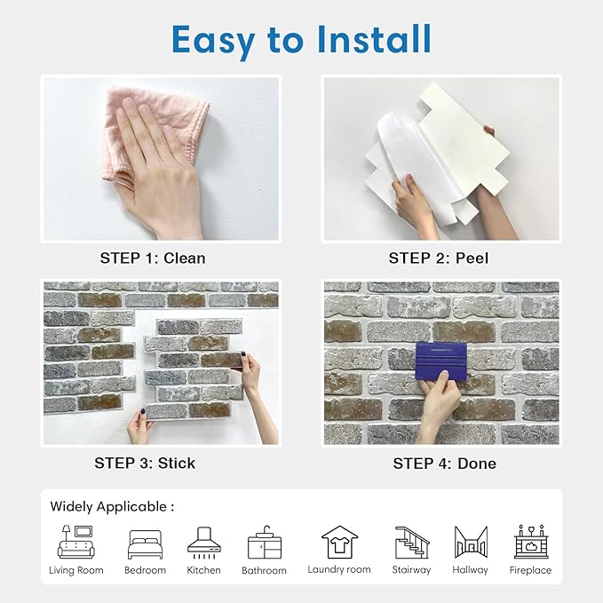 COMSTICKC 3D Faux Brick Wall Panel Peel and Stick, Small Size, Ultra-Light PVC
