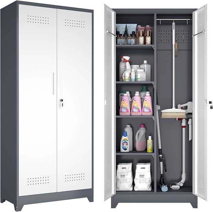 GREATMEET Metal Garage Storage Cabinet, Locking Utility Cabinet