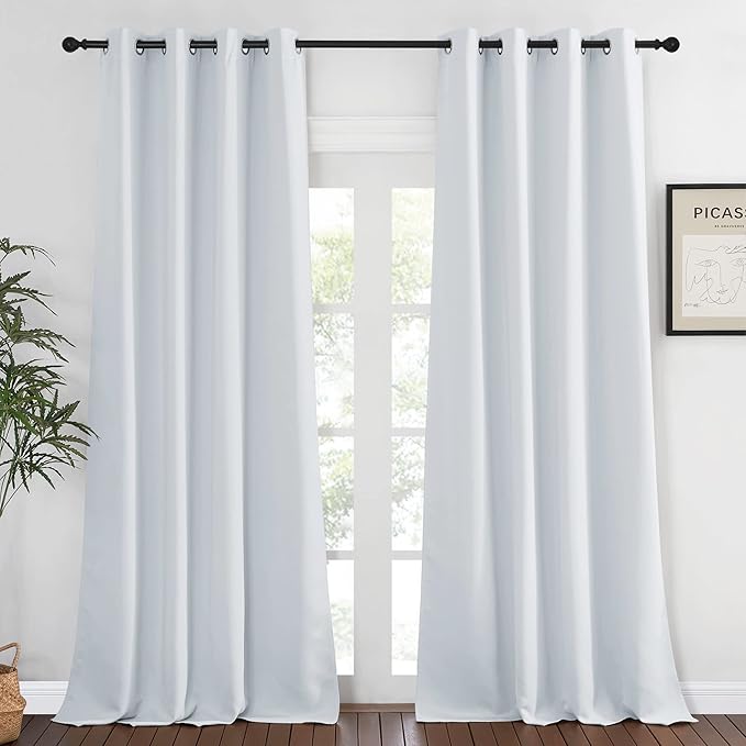 NICETOWN Blackout Living Room Curtain Greyish White