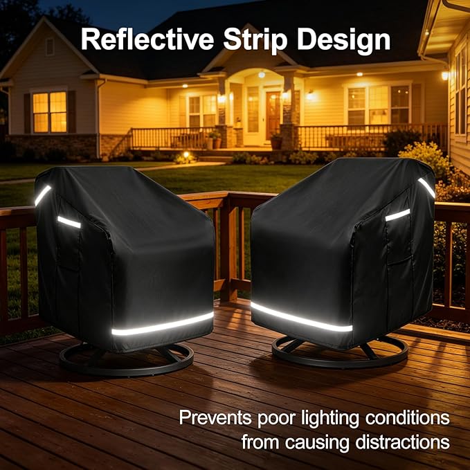 Patio Chair Covers for Outdoor Furniture Waterproof, Heavy Duty Patio Rocking Chair Covers of 2 Pack, 32.5" W x 31.5" D x 30.5" H, Outdoor Lawn Patio Furniture Covers for Lounge Deep Seat, Black