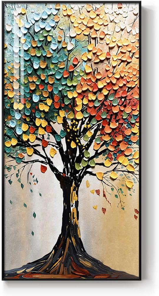 Large Framed Vertical Tree of Life Wall Art