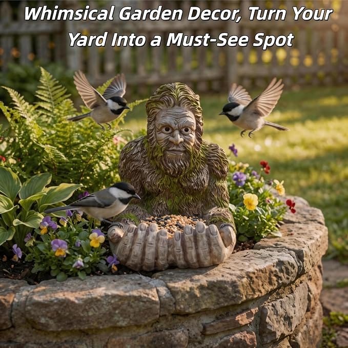 2026 New Extra Large Bigger Bigfoot Bird Feeder for Outdoors - Hand-Painted Garden Sculpture & Wild Bird Feeder, Large Capacity with Hidden Hook, Unique Gift for Bird Loverse