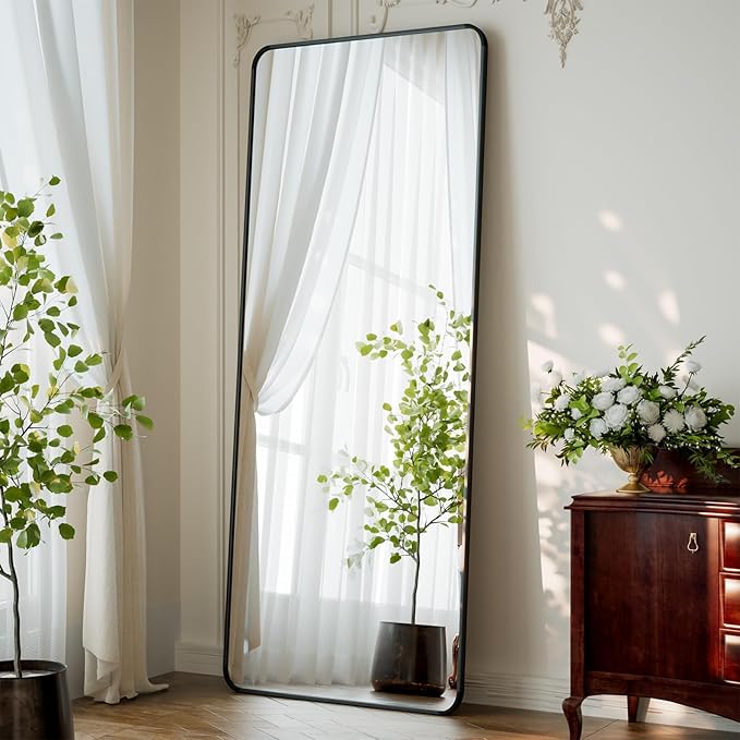 XRAMFY 65"x24" Floor Full Length Mirror Standing Full Body Rounded Corner
