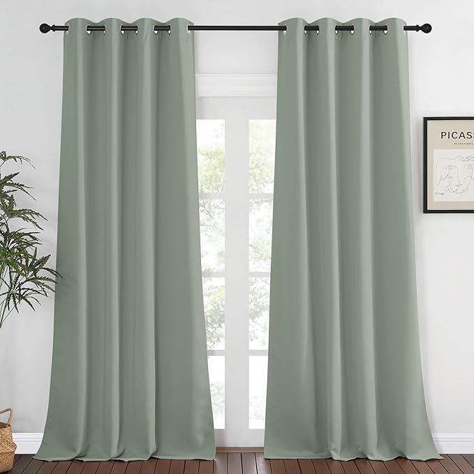 NICETOWN Sage Green Blackout Curtains