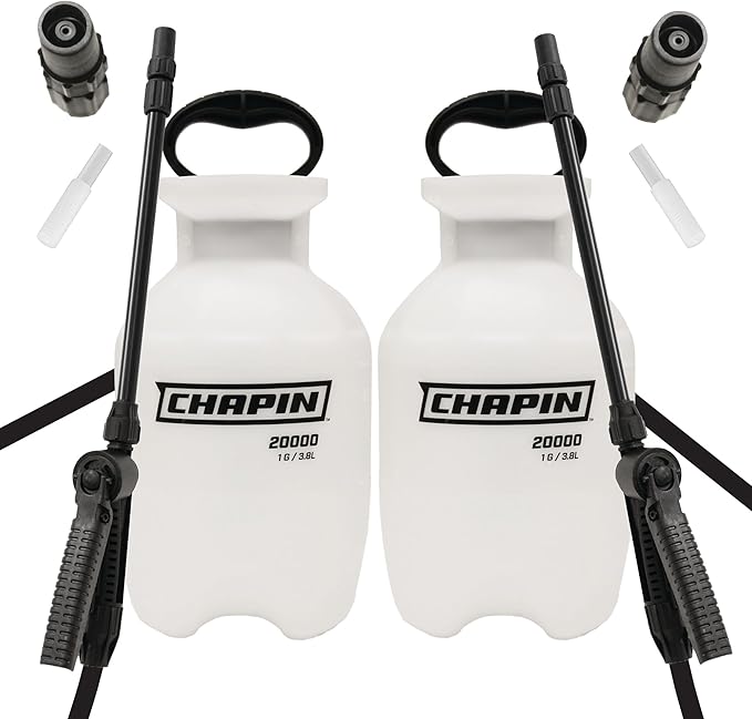 Chapin 22000 Made in USA Value Pack of 2 Units, 1 Gallon Lawn and Garden Pump Pressured Sprayer, for Spraying Plants, Garden Watering, Lawns, Weeds and Pests, Translucent White