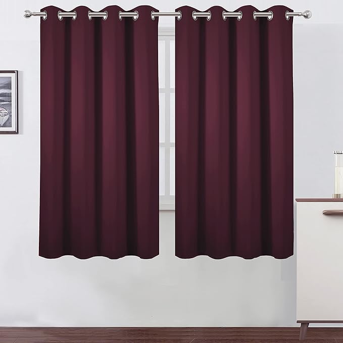 LEMOMO Burgundy Red Blackout Curtains 66 x 63 Inch Length/Set of 2 Curtain