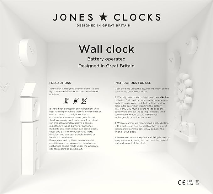 JONES CLOCKS® Marvel wall Clock | Modern Retro Rounded Square Clock | 10 inch |
