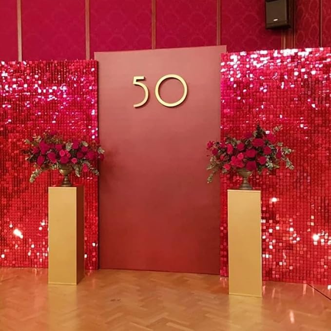 COKAOBE Red Shimmer Wall Backdrop, Photo Backdrops