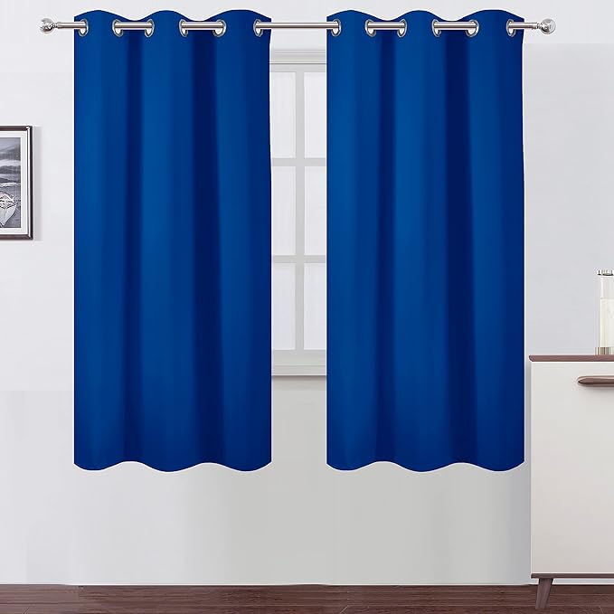 LEMOMO Royal Blue Thermal Blackout Curtains/42 x 72 Inch/Set of 2 Panels Room
