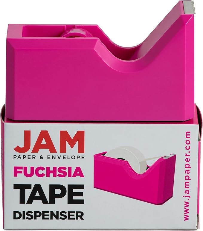 JAM PAPER Colorful Desk Tape Dispensers - Pink - Sold Individually