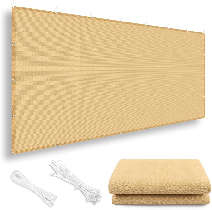 LOVE STORY Shade Cloth 3/6/8/10/12/20FT Sun Shade Cloth with Grommets Pergola Shade Cover 95% UV Protection for Patio Outdoor, 8x10 FT Sand