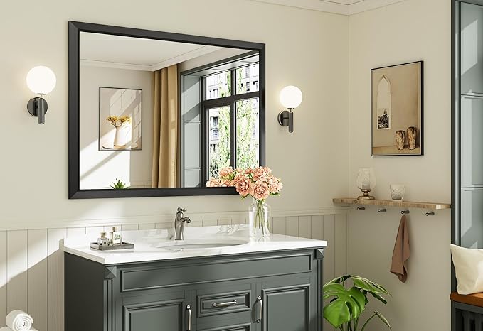 Briivue 48x36 Inch Black Bathroom Mirror