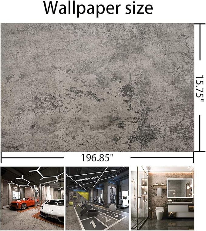 BAYYA Cement Grey Contact Paper Concrete Peel and Stick Wallpaper Industrial