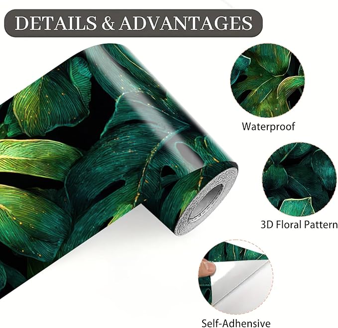 Tropical Leaf Wallpaper Border 196x4 Inch Peel and Stick Wall Border Self