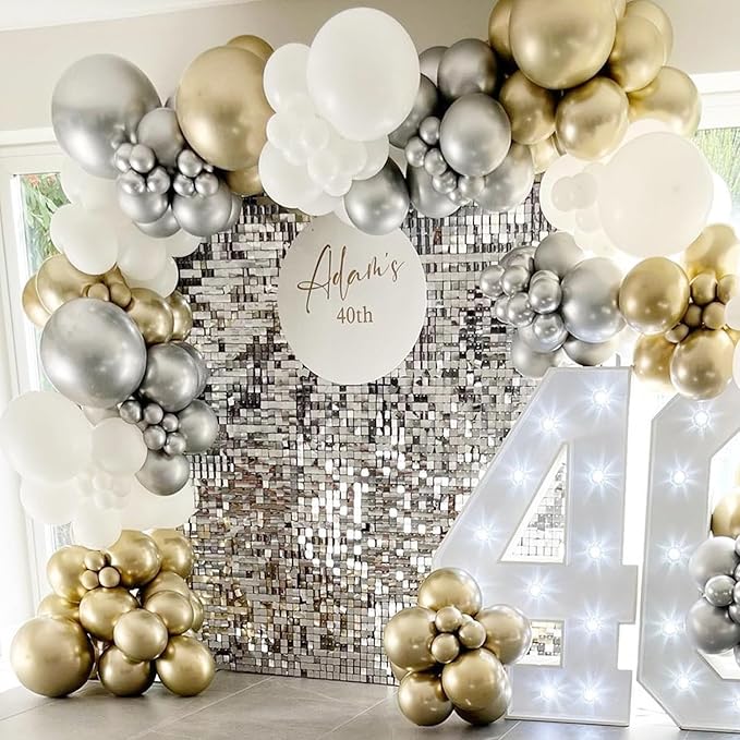 COKAOBE Silver Shimmer Wall Backdrop, Photo Backdrops