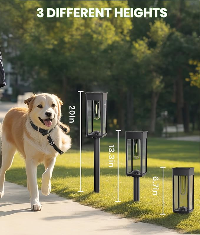 BITPOTT Solar Pathway Lights Outdoor,Bright Solar Lights for Outside, Waterproof Auto On/Off Garden Lights Solar Powered Landscape Lights for Yard Walkway Driveway Lawn (Warm White, 2 Pack)