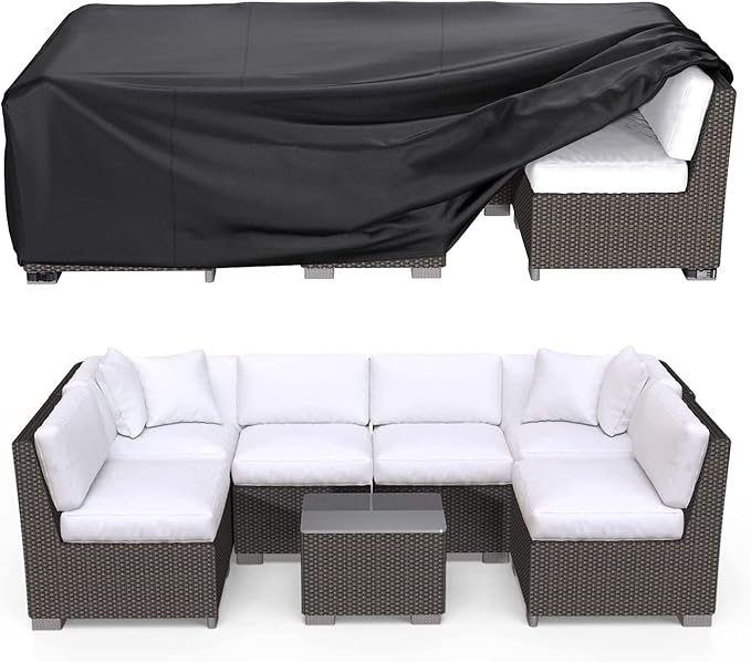 Patio Furniture Covers, Heavy Duty Outdoor Furniture Cover Waterproof, Sectional Sofa Set Covers Table and Chair Set Cover, 74"LÃ47"WÃ28"H