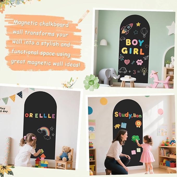 Magnetic Wall Decal for Kids 39.3x17.5 Inches Black Magnetic Wall Decal Arch