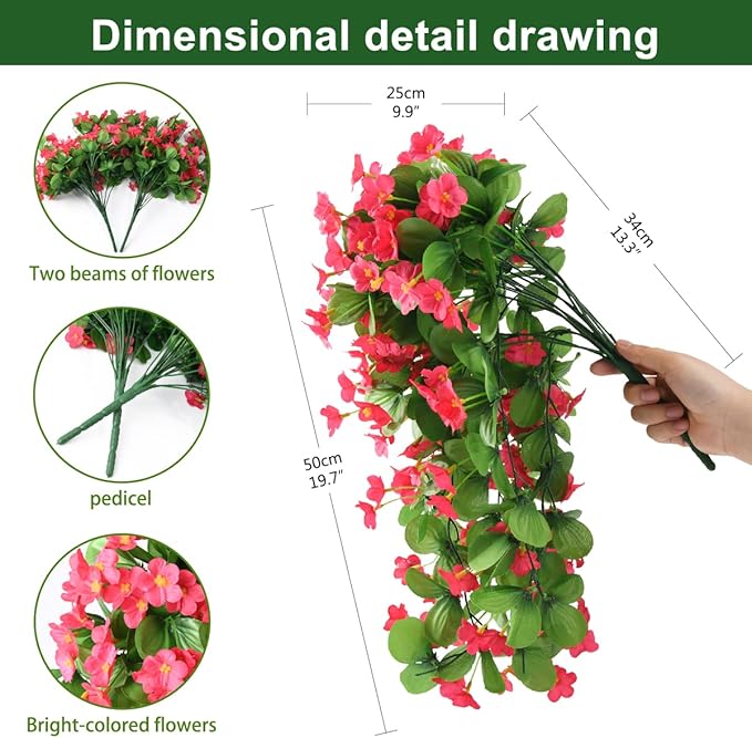 ZFProcess Artificial Fake Hanging Flowers Plants