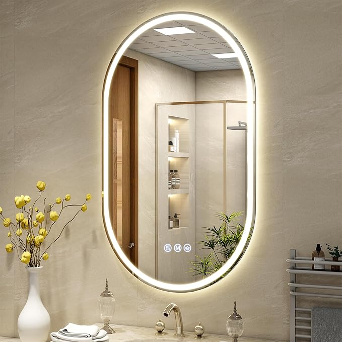 BEAUTYPEAK 48x28 LED Oval Bathroom Mirror