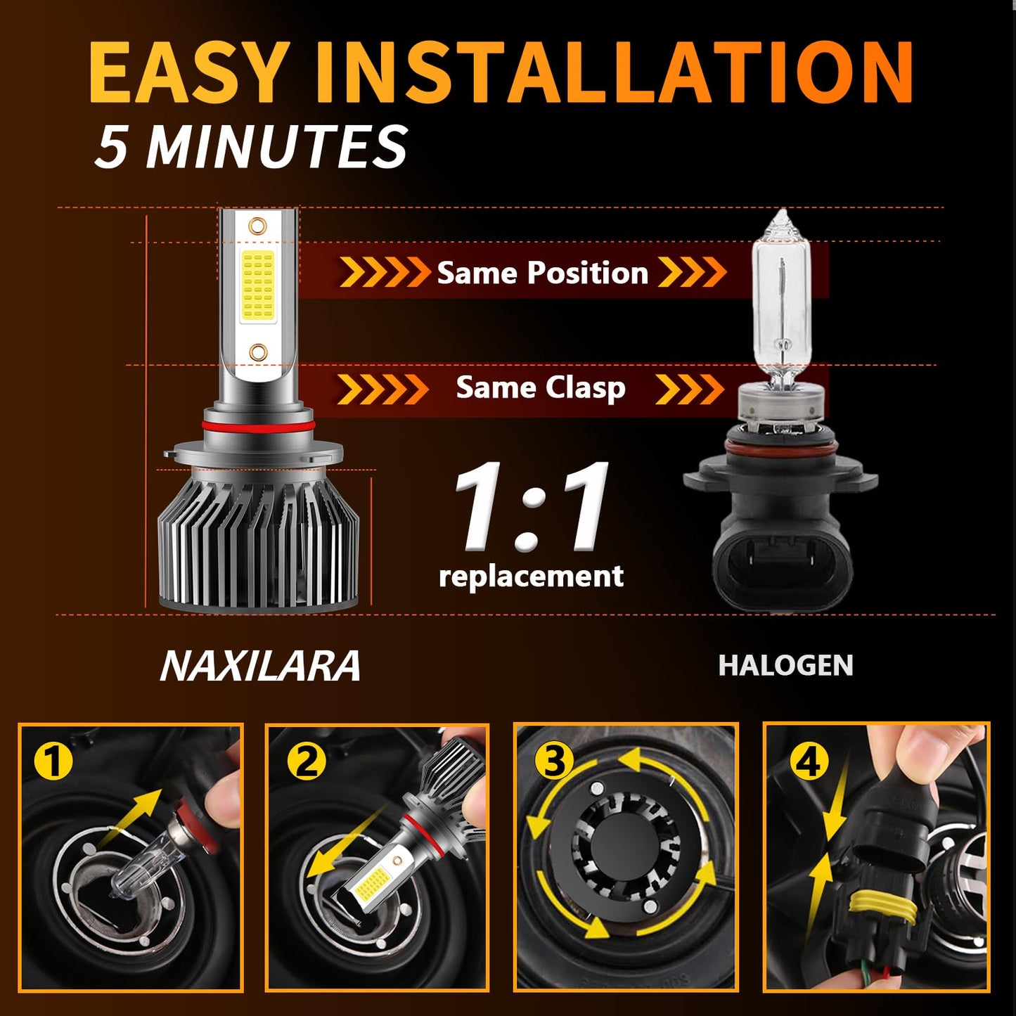 NEXILARA Light Bulbs Combo for 2009-2012 Dodge Ram, 9005 H11, 40000LM, 6500K White, Plug and Play, 6