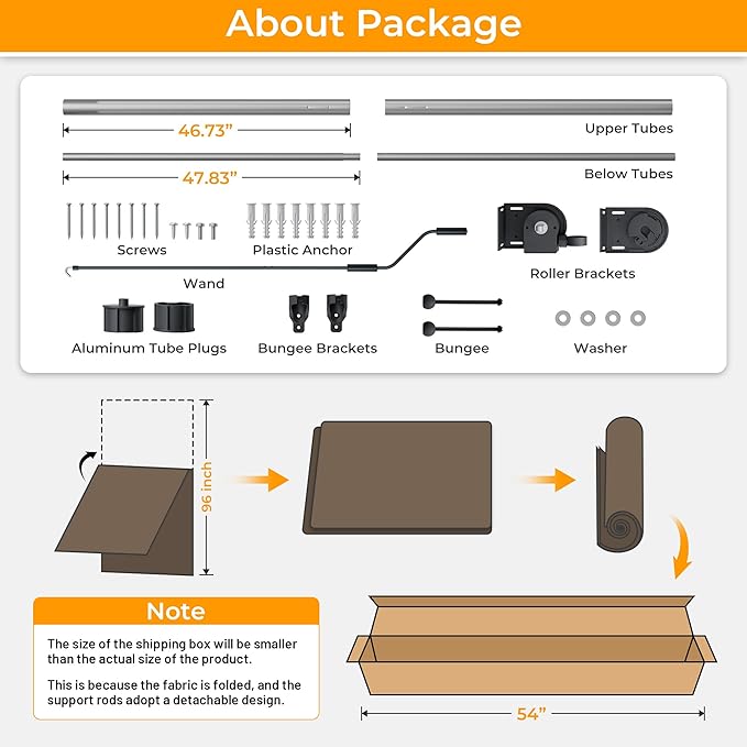 HOMEDEMO Outdoor Roller Shades for Patio, Sun Roller Shade Cloth Roll Blinds